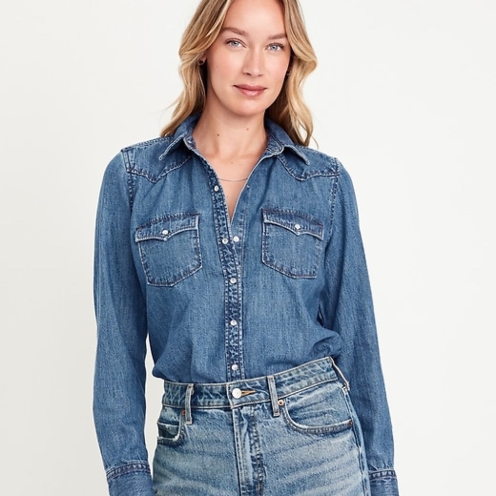 Classic Button-Down Jean Shirt – Size S – Never Worn